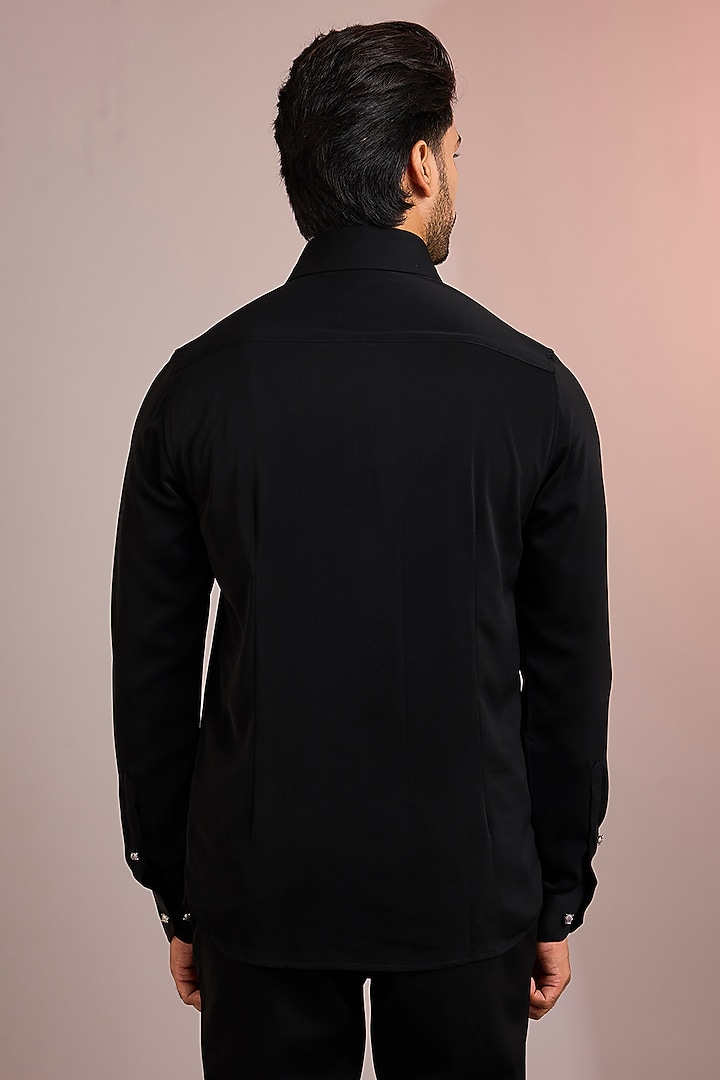 Black Cotton Party Wear Shirt by Abkasa at Pernia's Pop Up Shop