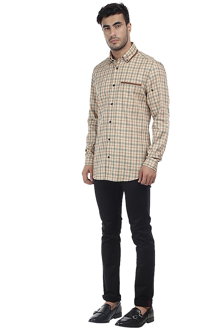 Light Mustard Checkered Summer Shirt by Abkasa at Pernia's Pop Up Shop