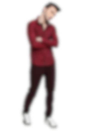 Maroon Cotton Giza Summer Shirt by Abkasa at Pernia's Pop Up Shop