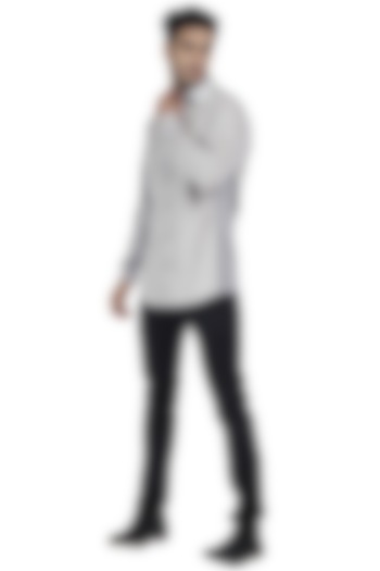 Grey Cotton Printed Summer Shirt by Abkasa at Pernia's Pop Up Shop