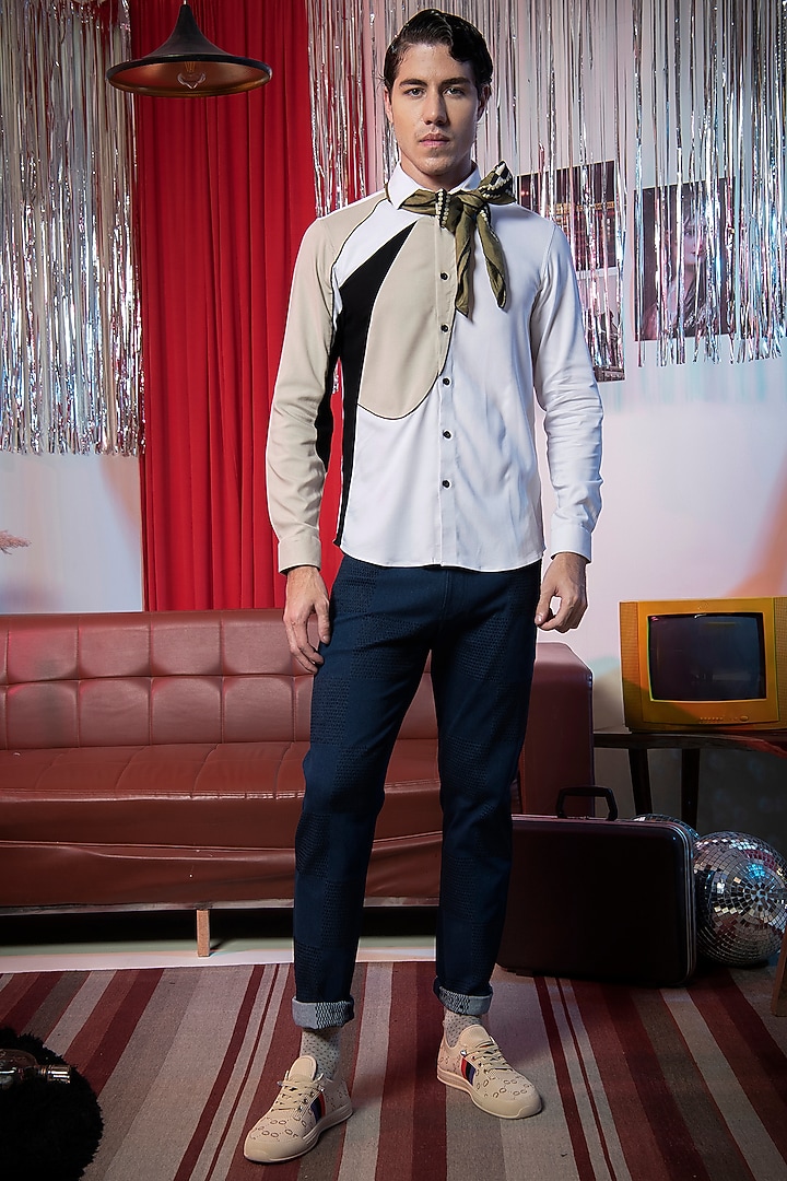 Multi-Colored Poly Viscose Party Wear Shirt by Abkasa at Pernia's Pop Up Shop