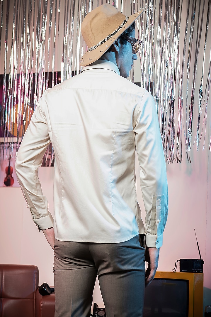 Beige Poly Viscose Summer Shirt by Abkasa at Pernia's Pop Up Shop