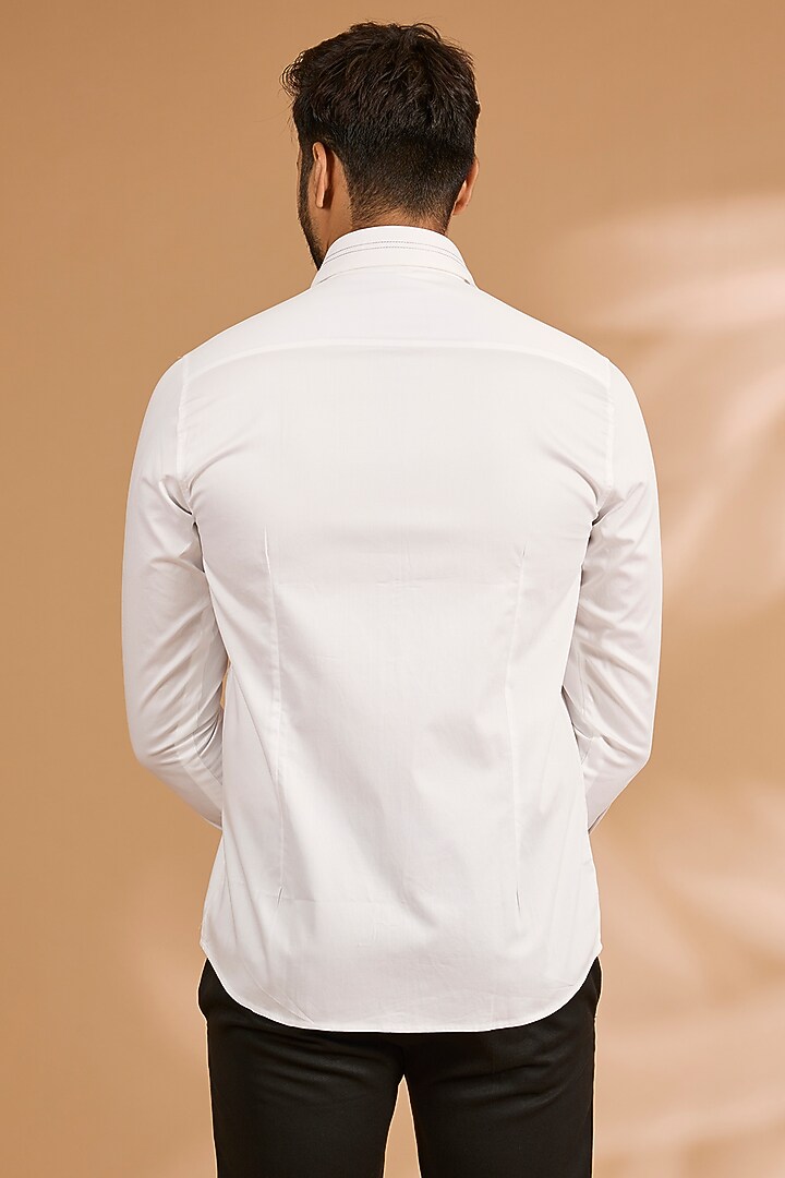 White Cotton Party Wear Shirt by Abkasa at Pernia's Pop Up Shop
