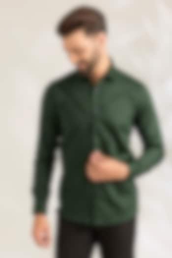 Mehendi Green Cotton Shirt by Abkasa at Pernia's Pop Up Shop