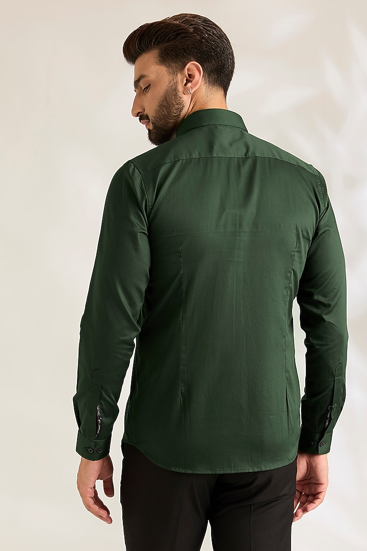 Mehendi Green Cotton Shirt by Abkasa at Pernia's Pop Up Shop