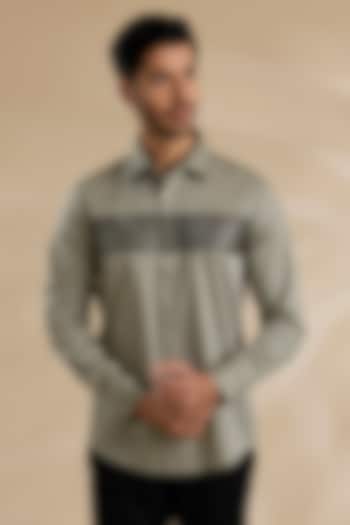 Light Green Cotton Shirt by Abkasa