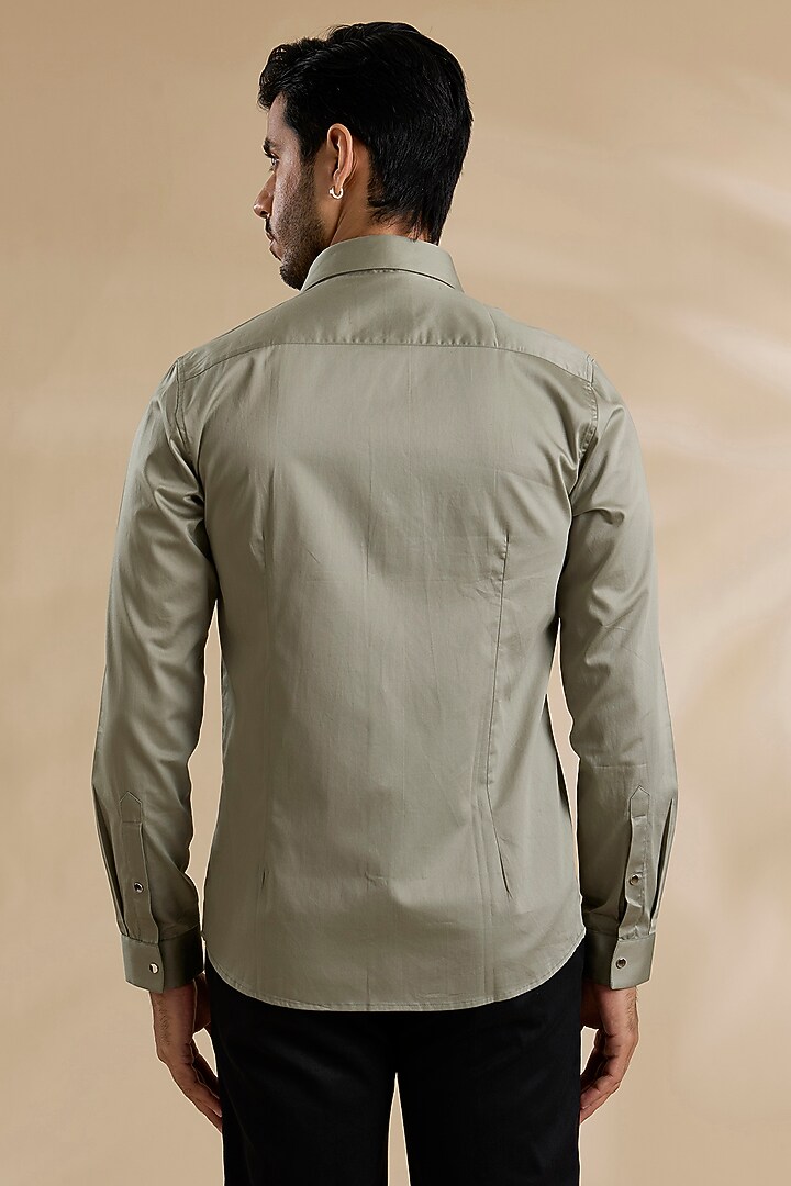 Light Green Cotton Party Wear Shirt by Abkasa at Pernia's Pop Up Shop