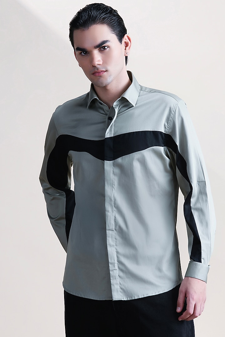 Light Green Cotton Party Wear Shirt by Abkasa at Pernia's Pop Up Shop