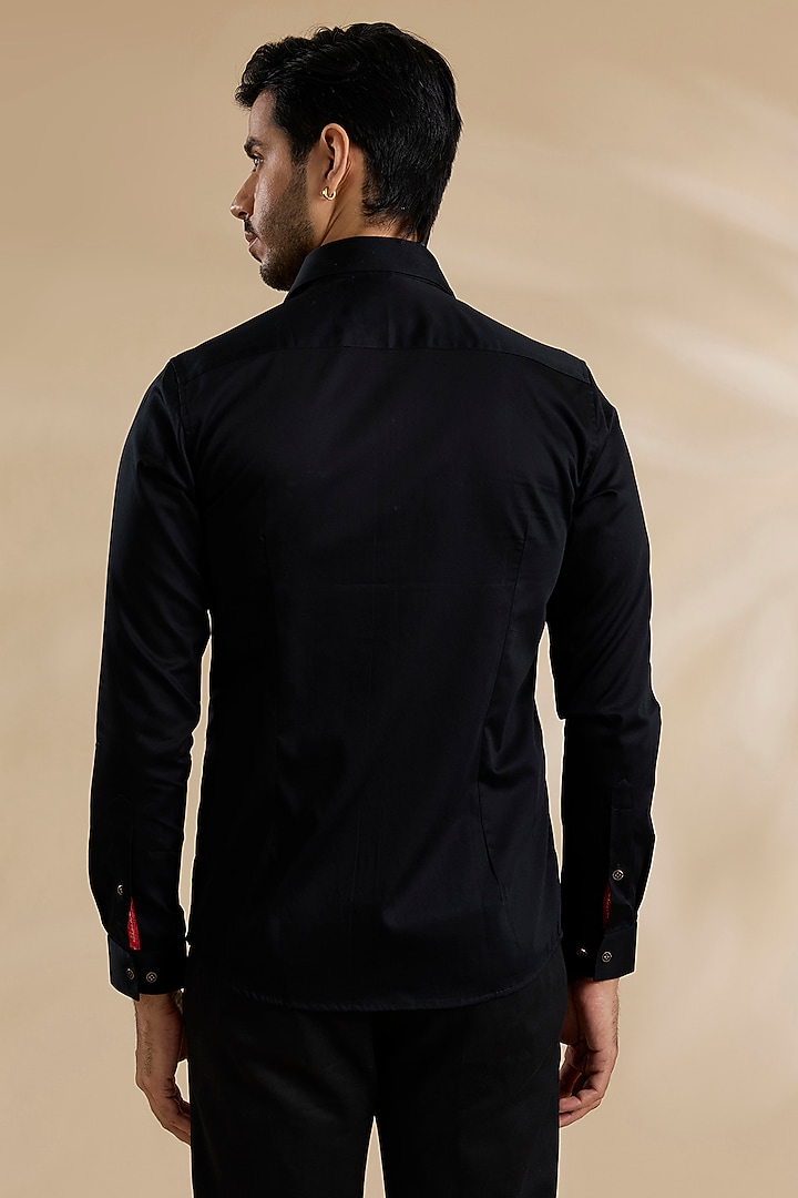 Black Cotton Party Wear Shirt by Abkasa at Pernia's Pop Up Shop