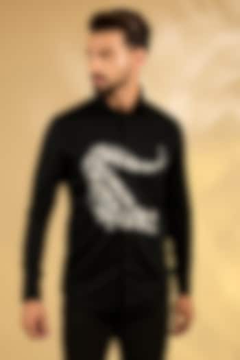 Black Cotton Wedding Shirt by Abkasa at Pernia's Pop Up Shop