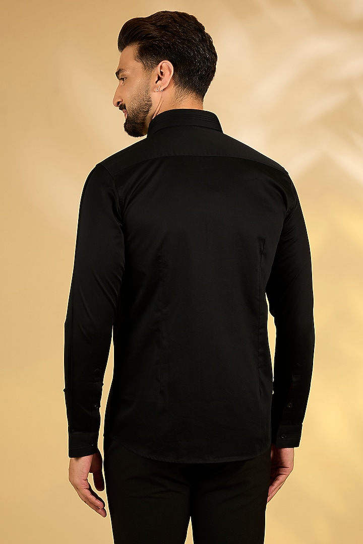 Black Cotton Wedding Shirt by Abkasa at Pernia's Pop Up Shop