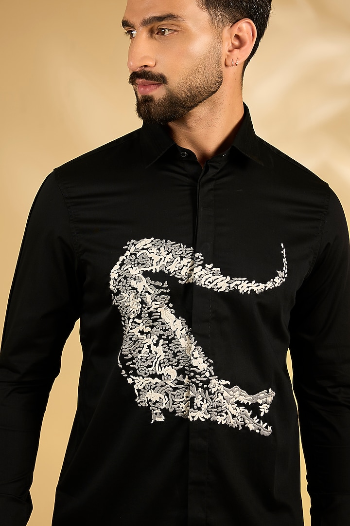 Black Cotton Wedding Shirt by Abkasa at Pernia's Pop Up Shop
