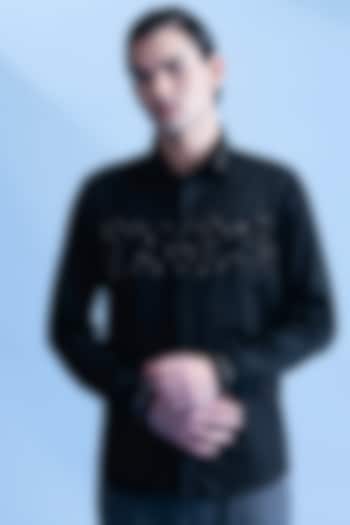 Black Cotton Party Wear Shirt by Abkasa at Pernia's Pop Up Shop