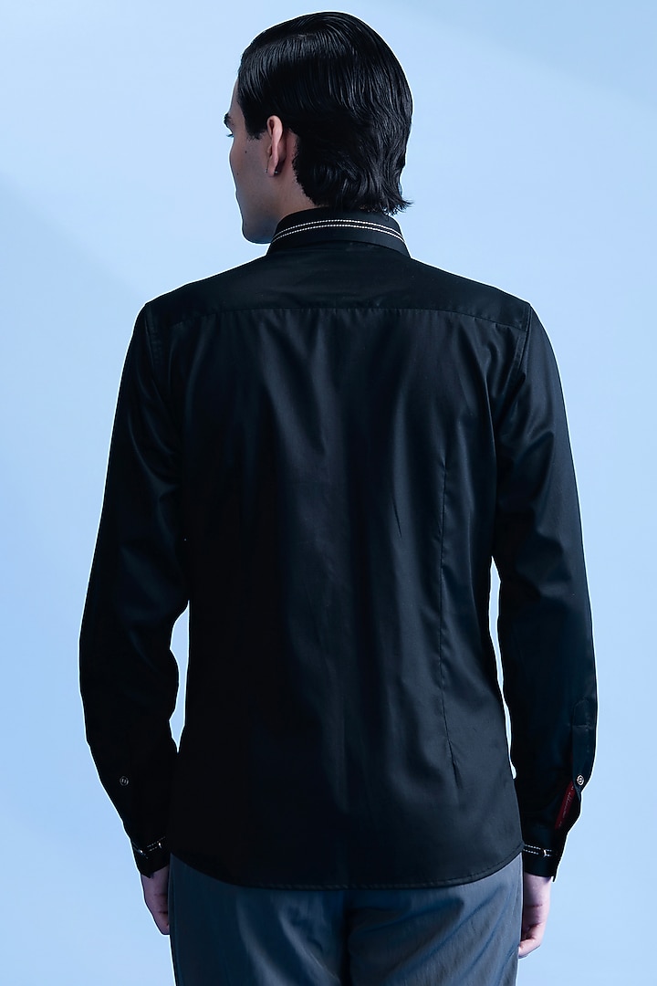 Black Cotton Party Wear Shirt by Abkasa at Pernia's Pop Up Shop
