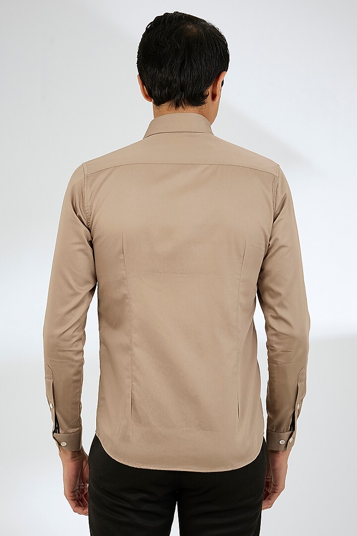 Brown Cotton Shirt by Abkasa at Pernia's Pop Up Shop