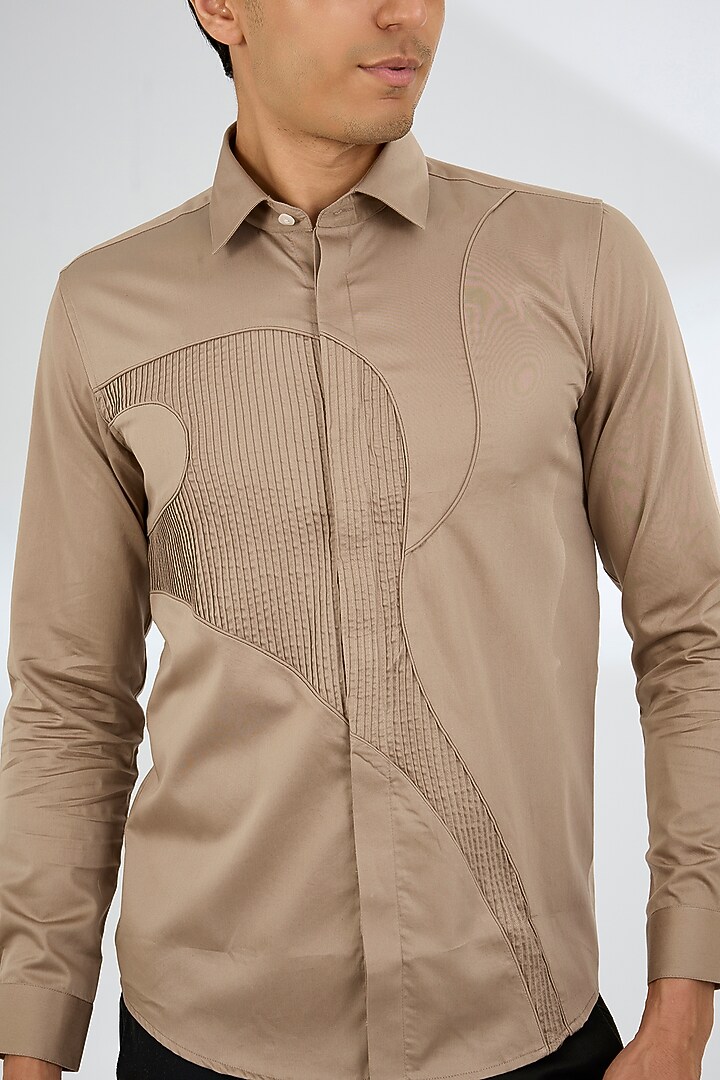 Brown Cotton Shirt by Abkasa at Pernia's Pop Up Shop