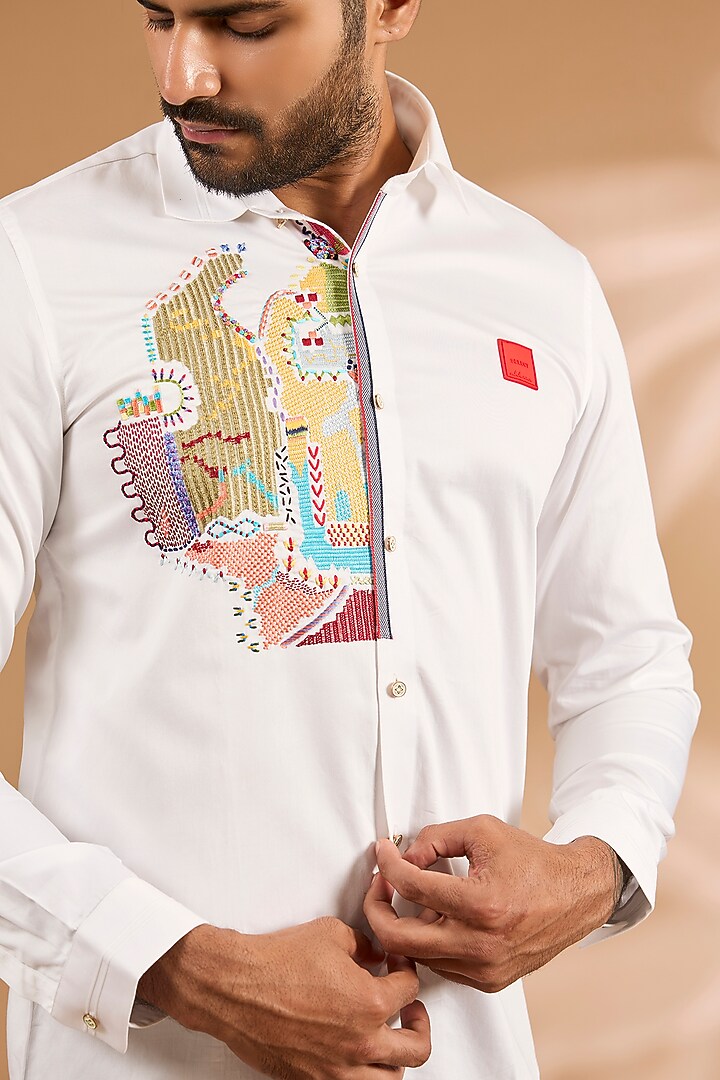 White Cotton Wedding Shirt by Abkasa at Pernia's Pop Up Shop