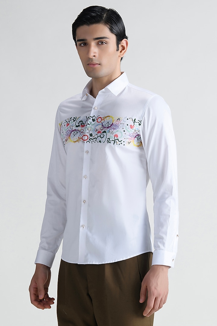 White Cotton Wedding Shirt by Abkasa at Pernia's Pop Up Shop