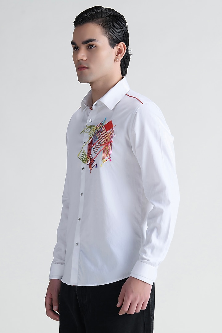 White Cotton Party Wear Shirt by Abkasa at Pernia's Pop Up Shop