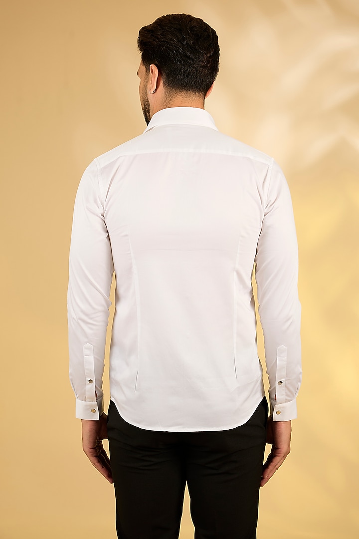 White Cotton Party Wear Shirt by Abkasa at Pernia's Pop Up Shop