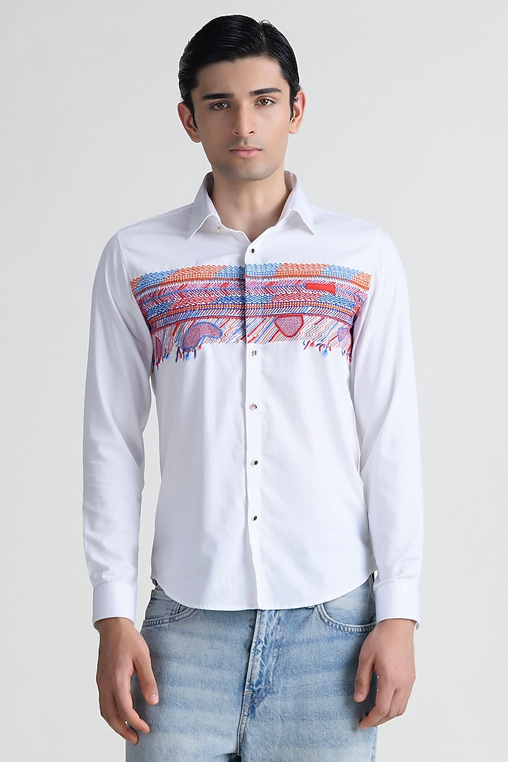 White Cotton Wedding Shirt by Abkasa at Pernia's Pop Up Shop