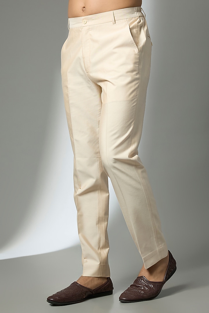 Beige Silk Bundi Jacket Set by Abkasa at Pernia's Pop Up Shop