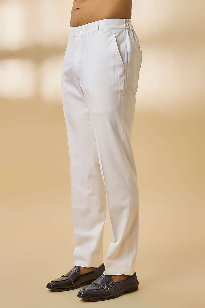 White Silk Bundi Jacket Set by Abkasa at Pernia's Pop Up Shop