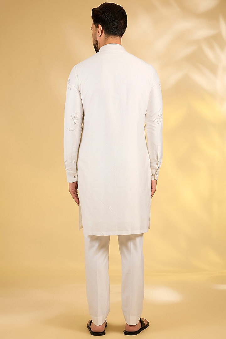 White Cotton Silk Kurta Set by Abkasa at Pernia's Pop Up Shop