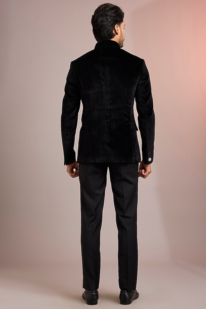 Black Velvet Wedding Bandhgala Set by Abkasa at Pernia's Pop Up Shop