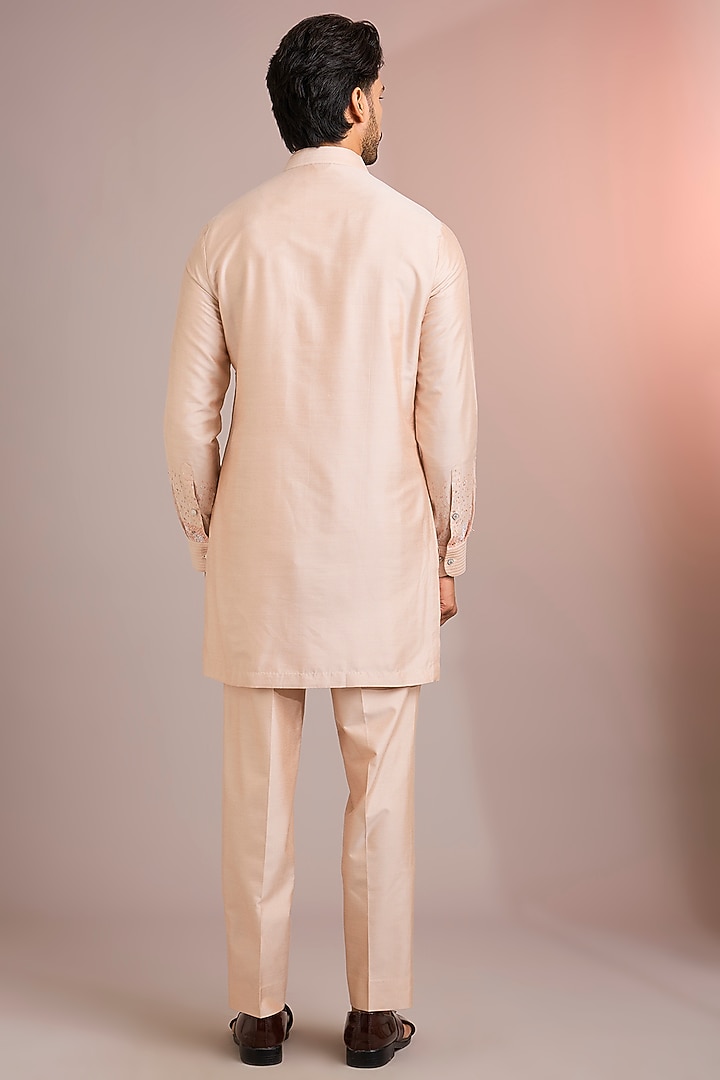 Peach Silk Bundi Jacket Set by Abkasa at Pernia's Pop Up Shop