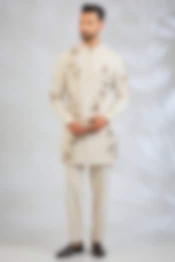 Beige Cotton Satin Kurta Set by Abkasa at Pernia's Pop Up Shop