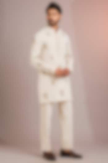 Beige Silk Kurta Set by Abkasa at Pernia's Pop Up Shop