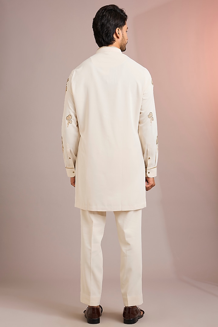 Beige Silk Kurta Set by Abkasa at Pernia's Pop Up Shop