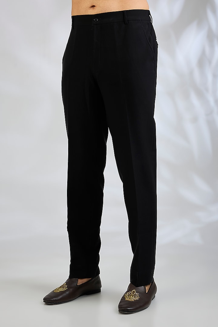 Black Cotton Satin Kurta Set by Abkasa at Pernia's Pop Up Shop
