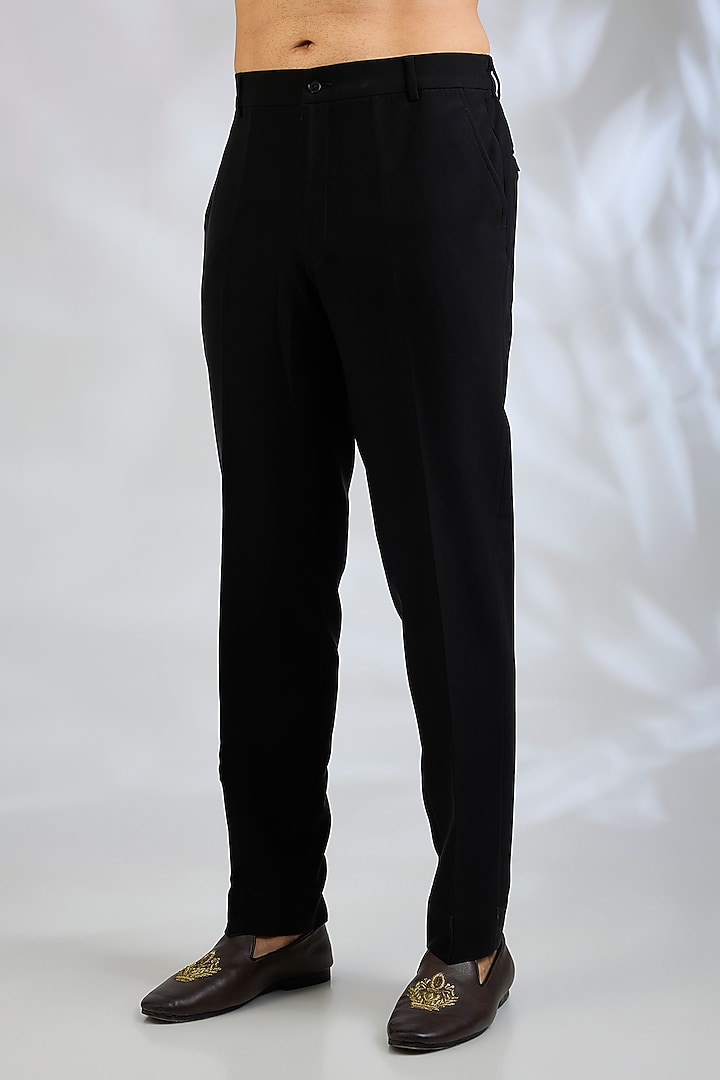 Black Cotton Satin Kurta Set by Abkasa at Pernia's Pop Up Shop