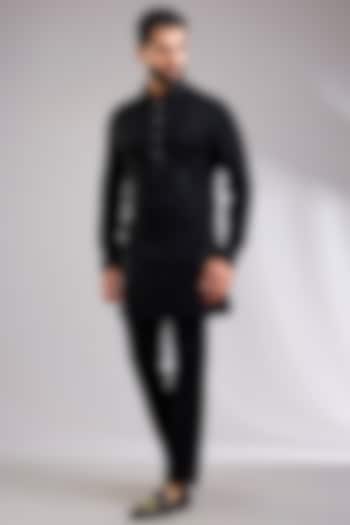 Black Silk Kurta Set by Abkasa at Pernia's Pop Up Shop