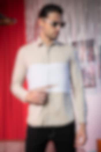 Beige Poly Viscose Party Wear Shirt by Abkasa at Pernia's Pop Up Shop