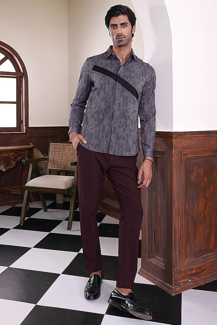 Greyish Pink Cotton Printed Summer Shirt by Abkasa at Pernia's Pop Up Shop
