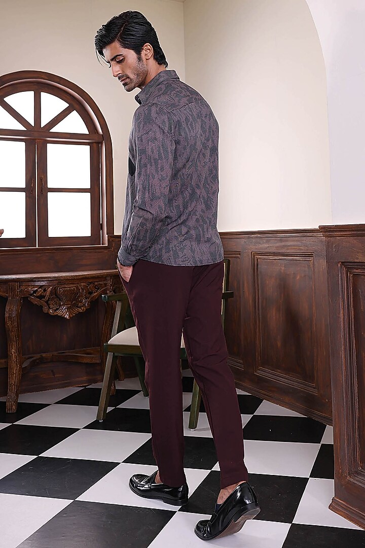 Greyish Pink Cotton Printed Summer Shirt by Abkasa at Pernia's Pop Up Shop