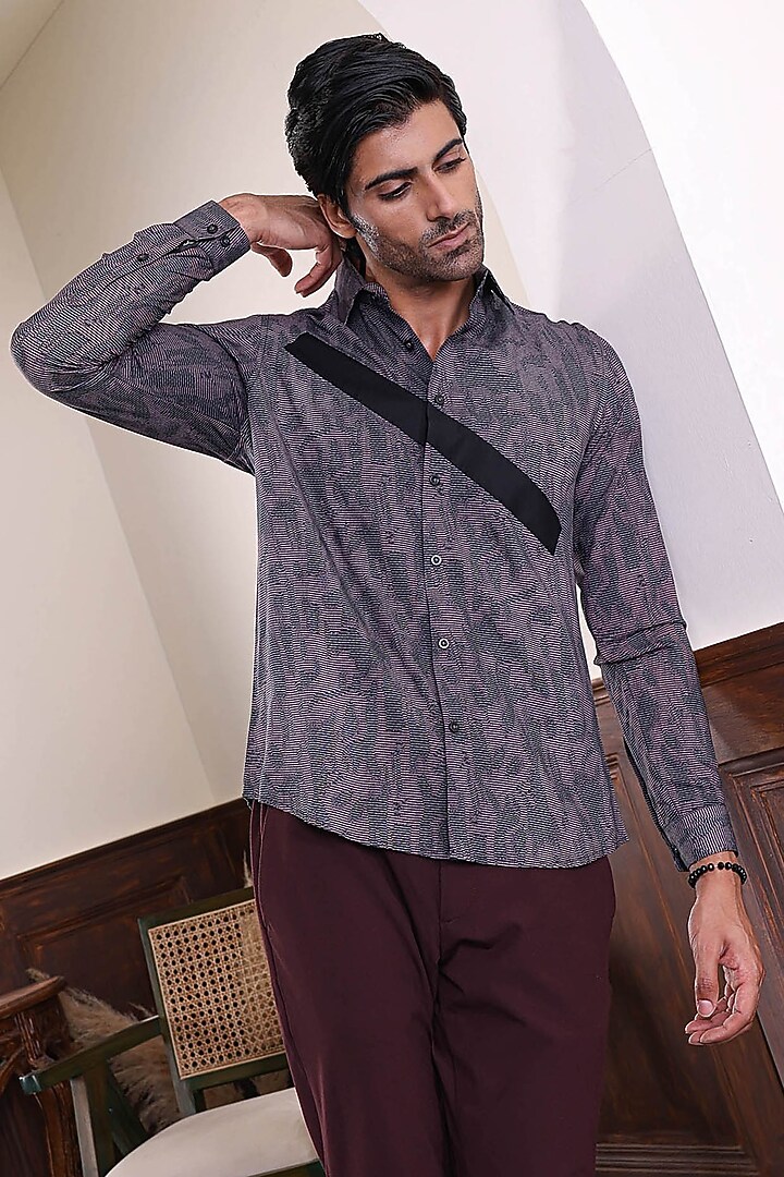 Greyish Pink Cotton Printed Summer Shirt by Abkasa at Pernia's Pop Up Shop