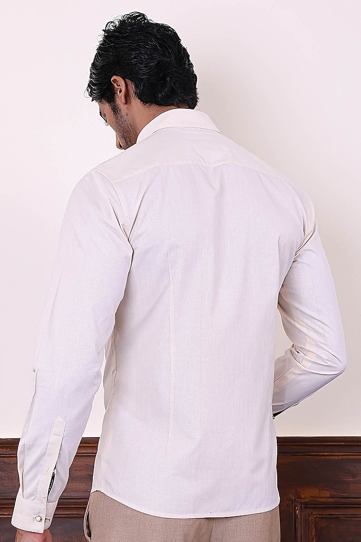 Off-White Cotton Party Wear Shirt by Abkasa at Pernia's Pop Up Shop