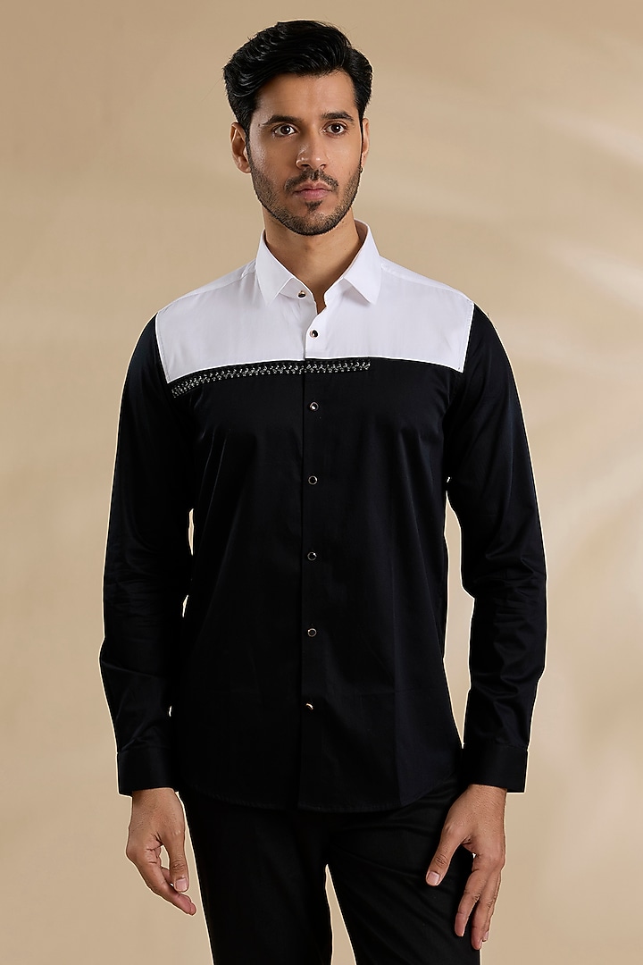 Black Cotton Shirt by Abkasa