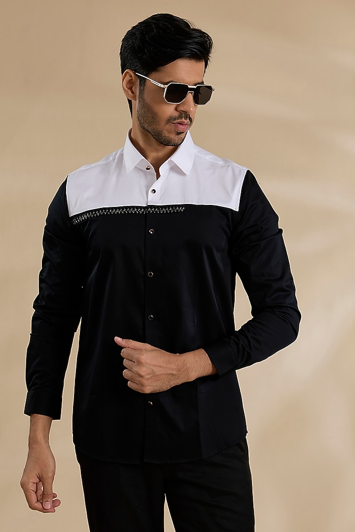 Black Cotton Summer Shirt by Abkasa at Pernia's Pop Up Shop