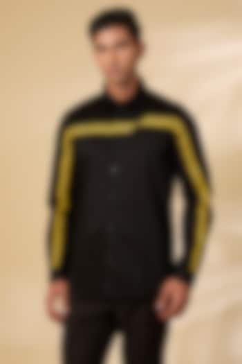 Black Cotton Satin Shirt by Abkasa