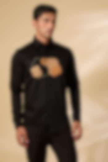Black Cotton Satin Shirt by Abkasa