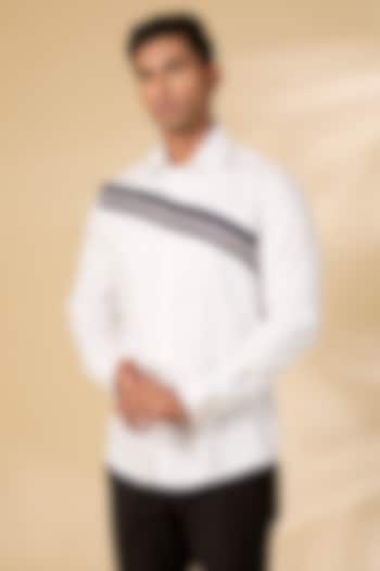 White Cotton Satin Shirt by Abkasa