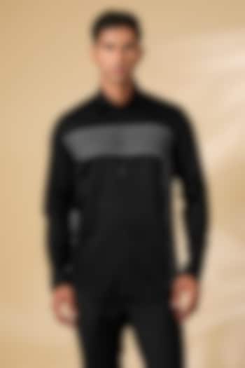 Black Cotton Satin Shirt by Abkasa