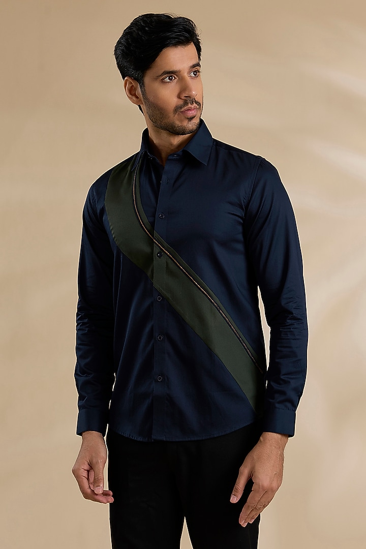 Blue Cotton Shirt by Abkasa