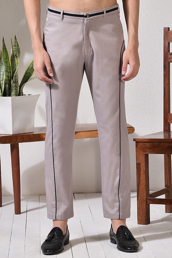 Pastel Beige Cotton Trousers by Abkasa