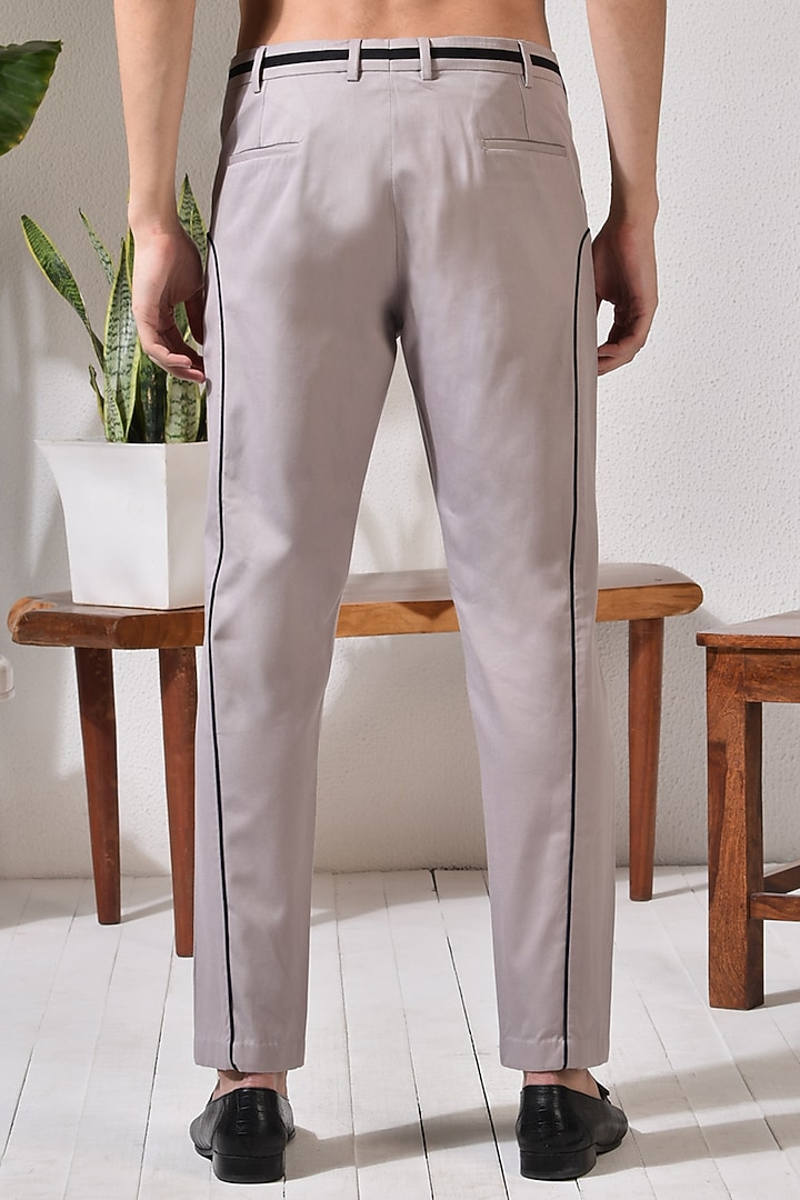 Pastel Beige Cotton Trousers by Abkasa at Pernia's Pop Up Shop